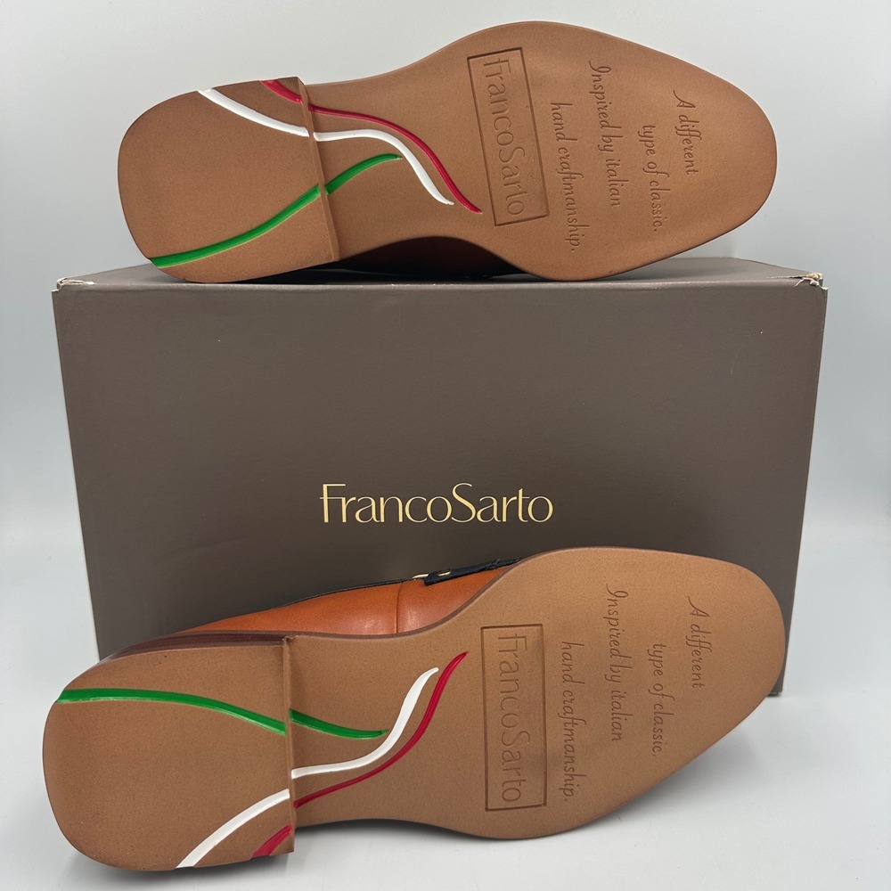 Franco Sarto Edith 2 Loafers Sz 7 Colorblock Preppy Luxe Officecore Brown Navy - Picture 7 of 12